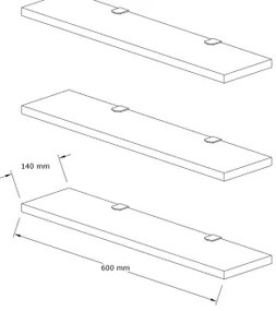 SADA 3x Nástenná polica BOSS antracit