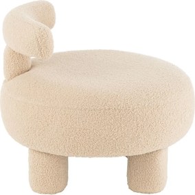 Béžová okrúhla stolička s opierkou Teddy Bouclé Beige - Ø 52*49 cm