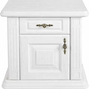 Biely nočný stolík z masívu s dvierkami, 60x40x54 cm Otváranie vľavo