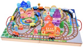Drevená vláčiková dráha City s príslušenstvom 89 ks Jokomisiada ZA5374