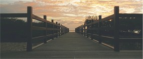 Obraz dreveného móla nad jazerom (120x50 cm)