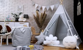 Detský kôš na hračky STARS - šedý/biely