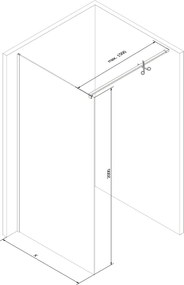 Mexen Kioto sprchová zástena 80x200 cm 8 mm, čierne, biely vzor, 800-080-101-70-85