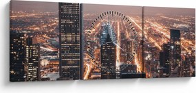 Obraz svietiacej metropoly (s hodinami) (90x30 cm)