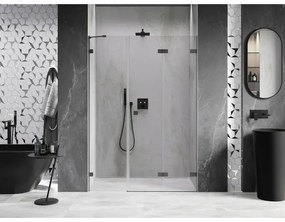 Mexen Lunar-F, pravé sklápacie sprchové dvere 150 cm, 8mm číre sklo, grafitový profil, 836S-150-050-95-00-P