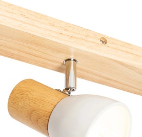 Drevené stropné bodové svietidlo s bielym nastaviteľným 4-svetlovým - Thorin