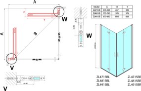 Polysan Polysan, ZOOM BLACK štvorcová sprchová zástena 900x900mm, rohový vstup, ZL4915BL-02