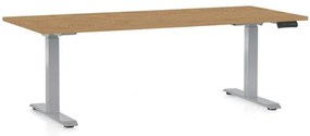 Výškovo nastaviteľný stôl OfficeTech D, 180 x 80 cm, sivá podnož, dub kamenný