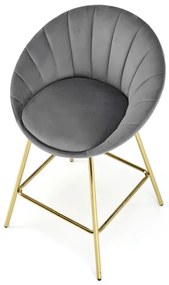 Barová stolička ERNESTO — kov, látka, zlatá/sivá
