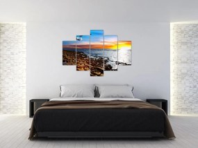Obraz - Čajka letiaca nad pobrežím (150x105 cm)
