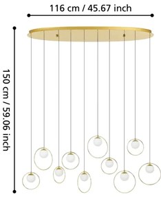 Eglo 390347 - LED Stmievateľný luster na lanku PORTOCOLOM 10xLED/3W/230V zlatá