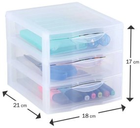Úložný box s 3 zásuvkami, transparentný, ORGAMIX A6T