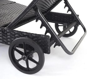 Lehátko HWC-D80, polyratan - antracit, béžový vankúš