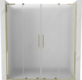 Mexen Velar L Duo, posuvné sprchové dvere do otvoru 200 cm, 8mm sklo námraza, zlatá lesklá, 871-200-003-32-50