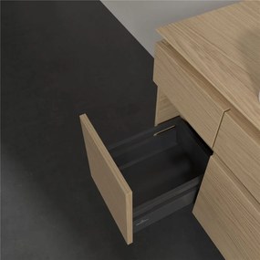 VILLEROY &amp; BOCH Legato závesná skrinka pod umývadlo na dosku (umývadlo v strede), 5 zásuviek, 1200 x 500 x 550 mm, Nordic Oak, B75800VJ