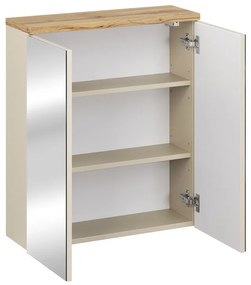 Koupelnová sestava Bali Nature Lola s deskou, umyvadlem, skříňkami a zrcadlem 60 cm kašmírová/dub wotan