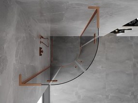 Mexen Mist L, štvrťkruhový sprchový kút s 2-krídlovými dverami, 100 x 100 cm, číre sklo, medený matný profil, 8A33L-100-100-65-00
