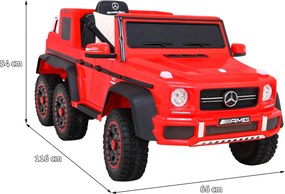 Ramiz Mercedes G63 AMG Auto na batérie Červené + diaľkové ovládanie + 6 EVA kolies + pomalý štart + MP3 LED
