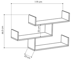 Nástenná polica TIBET 66,5x119 cm biela