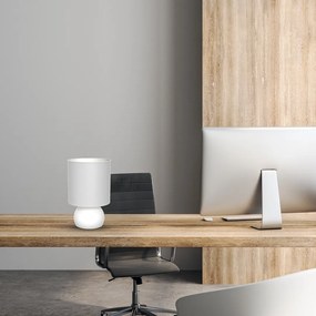Stolná lampa Vicky, 1x biele textilné tienidlo, w