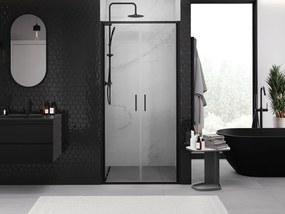 Mexen Exo, dvojkrídlové sprchové dvere 70x200 cm, 6mm číre sklo, čierny profil, 814-070-000-70-00