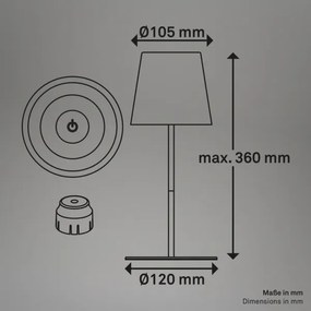 Briloner 7510016 - LED RGBW stmievateľná stolná lampa CALIDA 2,5W/5V IP44 1200 mAh biela