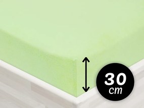 Jersey napínacie prestieradlo na vysoký matrac JR-018 Pastelovo zelené 160 x 200 - výška 30 cm