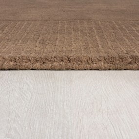 Flair Rugs koberce Kusový ručne tkaný koberec Tuscany Textured Wool Border Brown - 160x230 cm