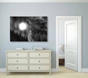Obraz vlčí mesiac v čiernobielom prevedení - 120x80