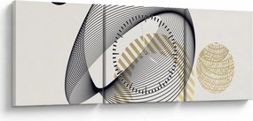 Obraz - Geometrické tvary N⁰3 (s hodinami) (90x30 cm)