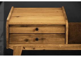 Lavica so zásuvkami z dubového dreva s oranžovým sedákom Retro - The Beds