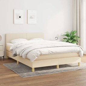 Boxspring posteľ s matracom krémový 140x190 cm látka 3140454