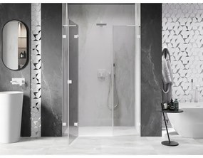 Mexen Lunar L, ľavé otočné sprchové dvere 155 cm, 8mm číre sklo, biely profil, 834SL-155-050-20-00-L