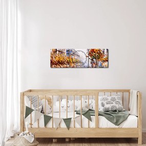 Obraz - Ulica v Paríži (s hodinami) (90x30 cm)