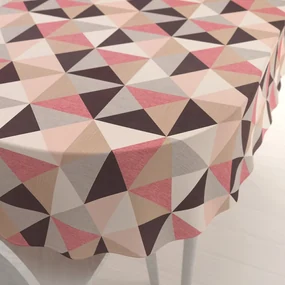 Biante Zamatový oválny obrus Tamara TMR-048 Ružovo-hnedo-sivé trojuholníky 100x160 cm