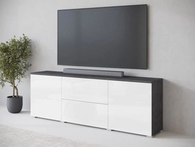 TV skrinka Sawoti 181, Farby: matera / biely lesk, Osvetlenie: osvetlenie LED biele