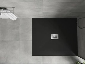 Mexen Hugo, obdĺžniková sprchová vanička SMC 110 x 100 cm, čierna, oceľová krytka, 42701011-X