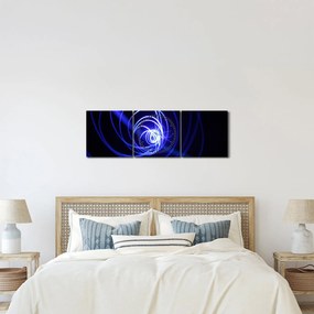 Obraz modrých špirál (s hodinami) (90x30 cm)