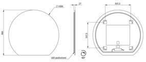 Sapho Sapho, DARA CUT LED podsvietené zrkadlo 20W, ø 100x90cm, vykurovacia fólia, 30562CI