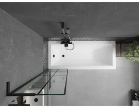 Mexen Next L, 1-krídlová vaňová zástena 50 x 150 cm, 6mm číre sklo-čierny vzor, čierny profil, 895-050-000-03-77-70