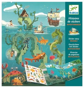 Set knihy s premiestniteľnými samolepkami Djeco Sea Sticker Story