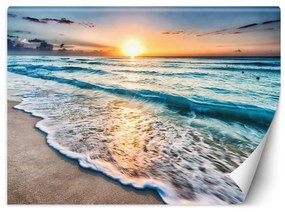 Fototapeta, Moře Pláž Vlna Severní moře Západ slunce - 150x105 cm