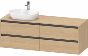 DURAVIT Ketho 2 závesná skrinka pod umývadlo na dosku (umývadlo vľavo), 4 zásuvky, 1600 x 550 x 568 mm, dub prírodný, K24899L30300000