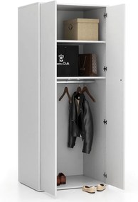 Kancelárska šatníková skriňa LAYERS, šatníková tyč, 800 x 600 x 1905 mm, biela
