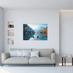Obraz - Lode na jazere Braies (90x60 cm)