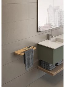 Gedy - Nástenná polica s vešiakom na uteráky HIMALAYA 14,5x40 cm bambus