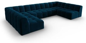 Tmavomodrá zamatová rohová pohovka (do "U") Kendal - Micadoni Home