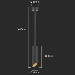 Luster na lanku 1xGU10/35W/230V 20 cm čierna
