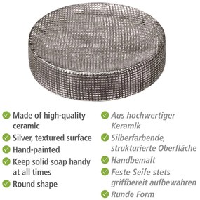 Keramická nádobka na mydlo v striebornej farbe Rivara – Wenko