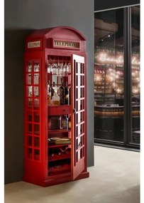 furniture-nabytek.cz - Masívna barová skriňa Telefonná búdka, lakovaná, červená – 78×44×200 cm